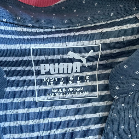 Puma golf short sleeve v neck top size Large- dusty blue and white stripe - Picture 8 of 10